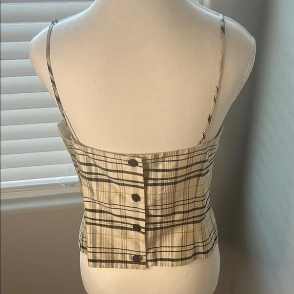 Plaid Beige Spaghetti Strap Top - Picture 3 of 4